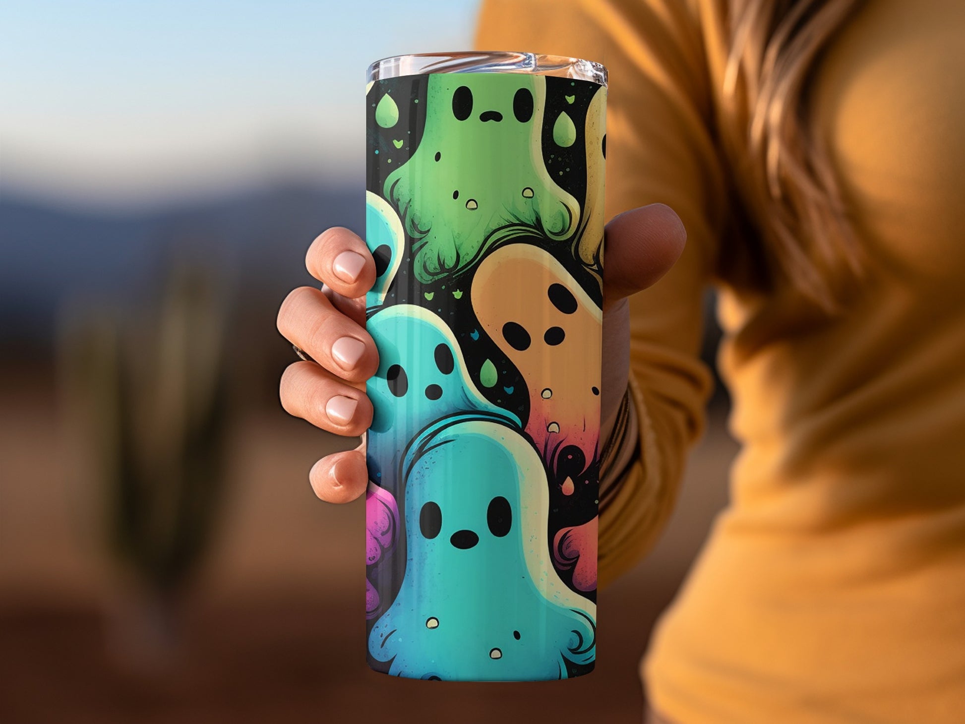 Colorful Ghosts Design Tumbler Stainless Steel Decor