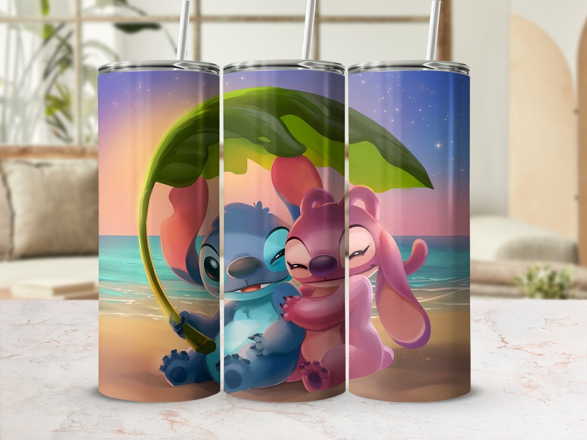 Adorable Beach Scene With Cute Characters Tumbler