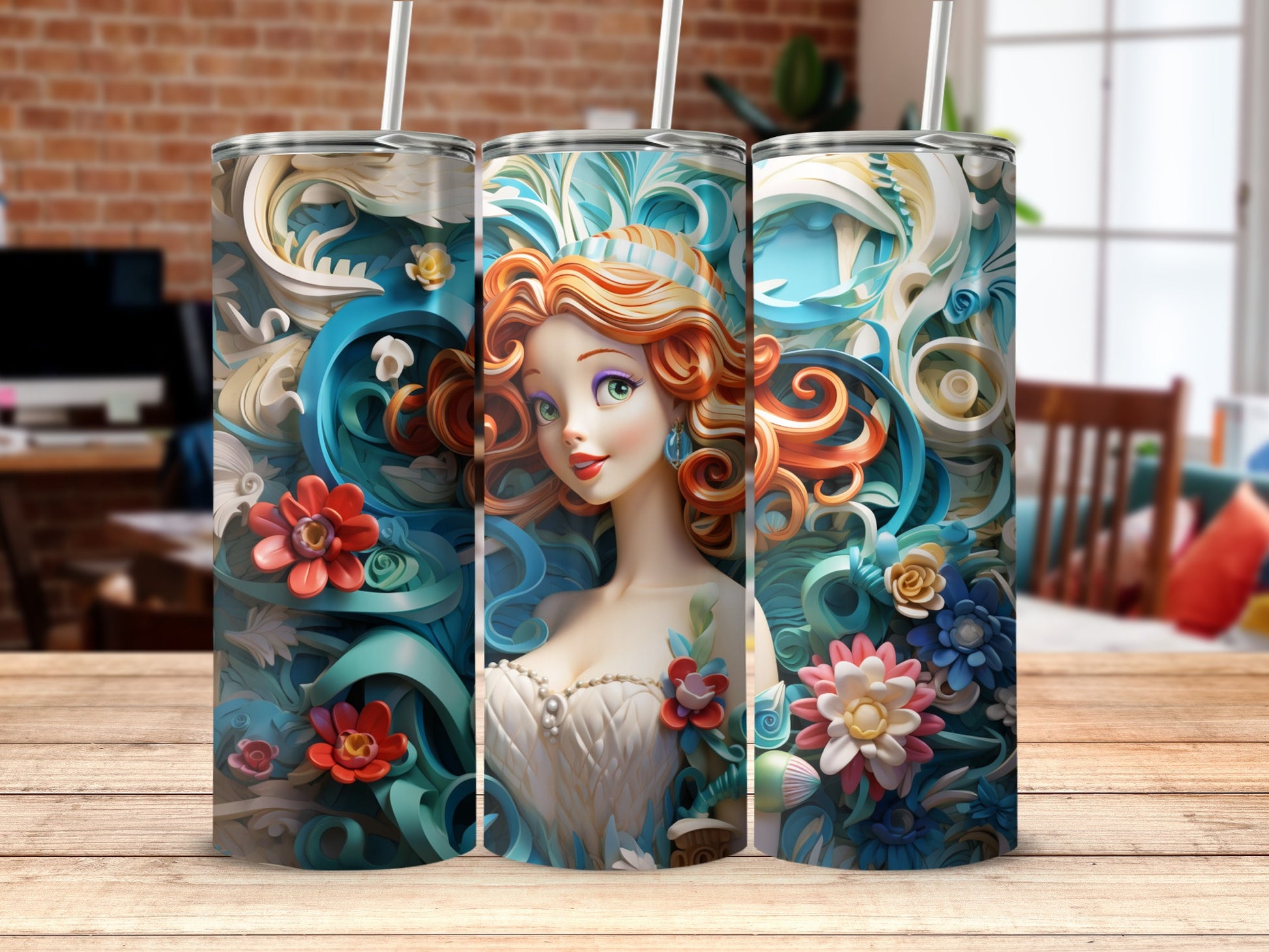 Beautiful Floral Design with Woman Tumbler Product