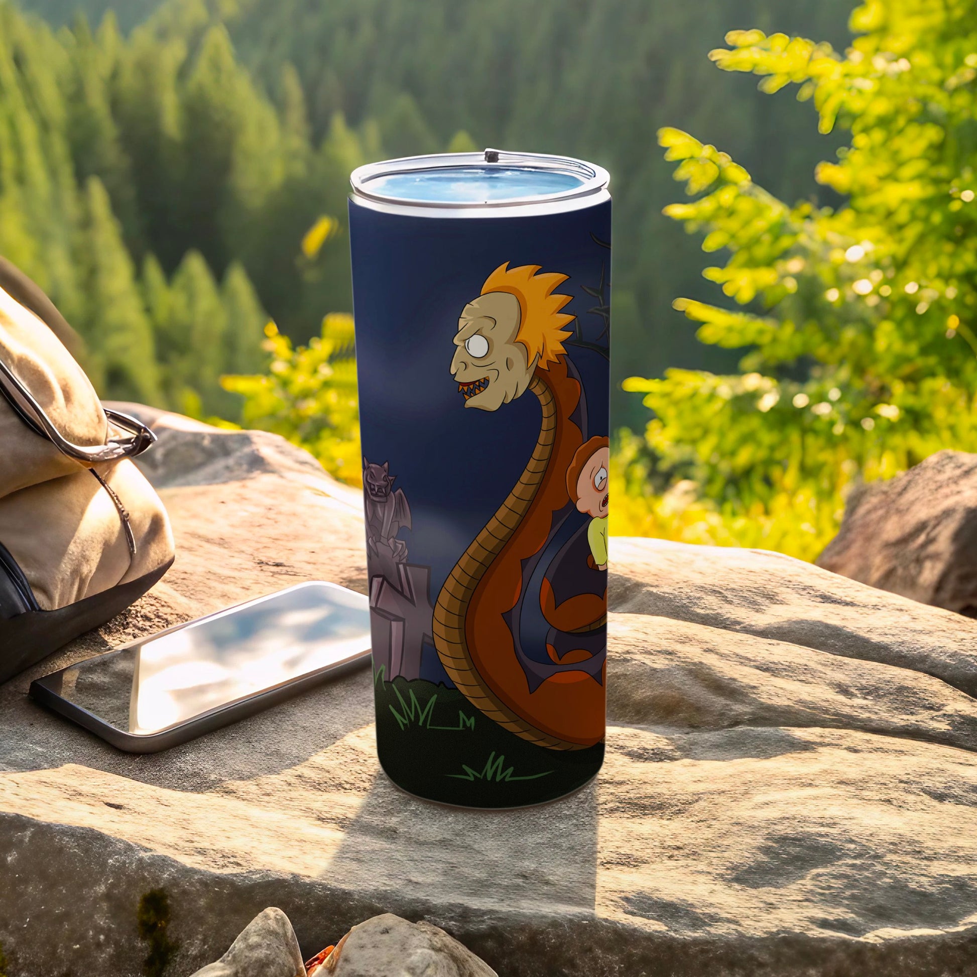 Vibrant Character Design Travel Tumbler for Outdoor Adventures