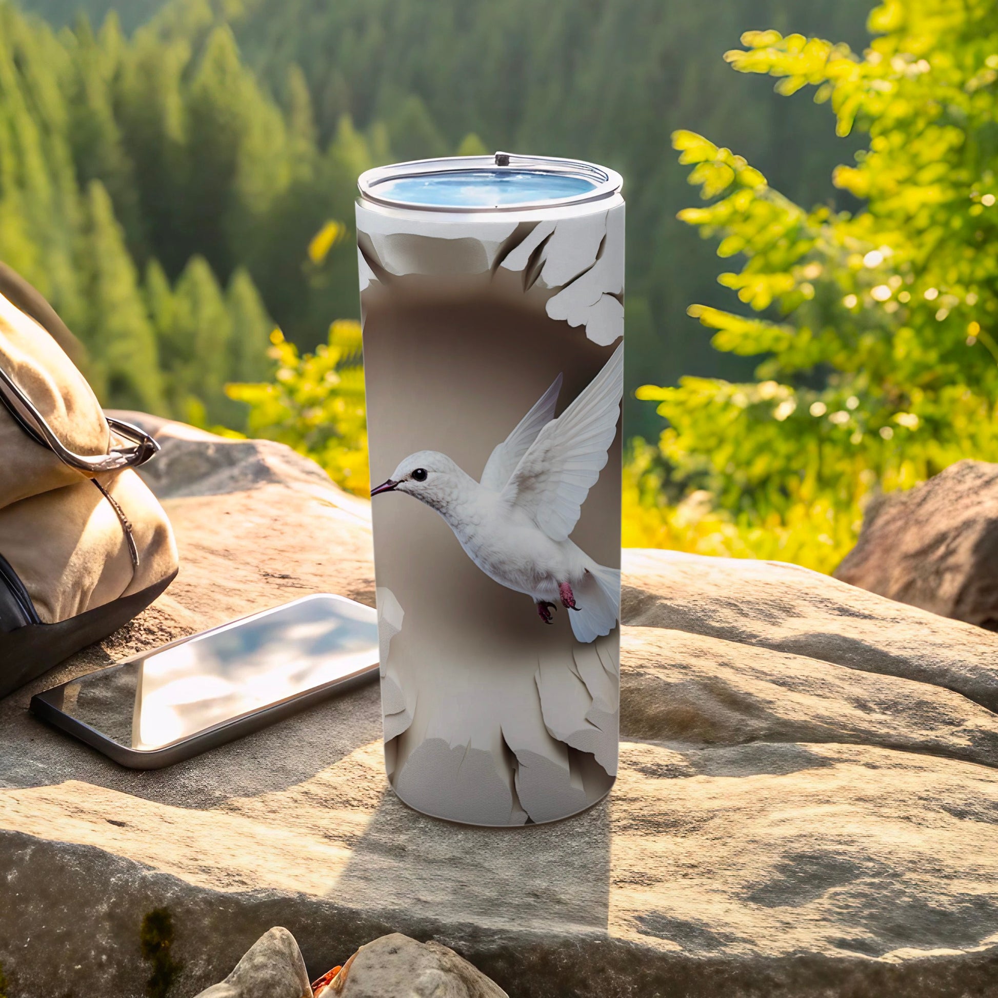 White Bird Design Nature Scene Tumbler product type
tumbler
skinny tumbler
white bird
dove design
wildlife art
nature theme
forest scene
mountain view
travel mug
insulated cup
bird lover gift
outdoor adventure
reusable drinkware
serene design
peaceful motif
unique tumbler
beverage holder
graphic print
neutral colors
animal print