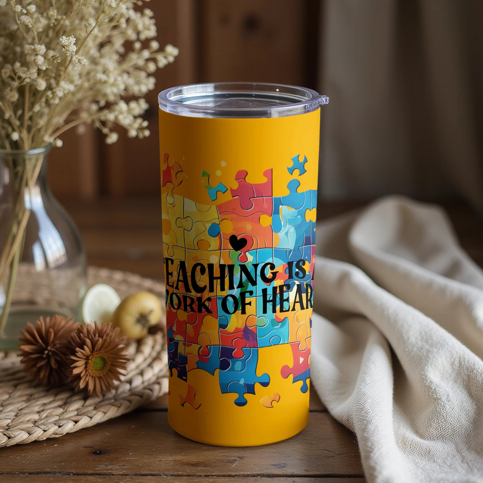 Teaching is a Work of Heart Puzzle Design Tumbler