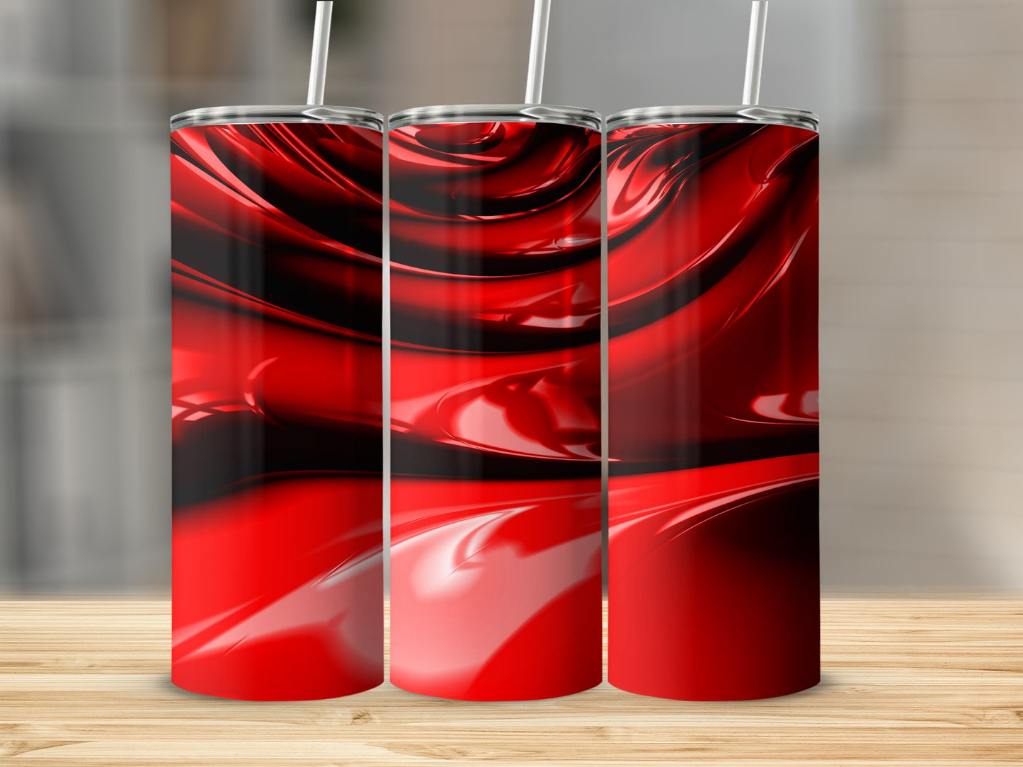 Red Abstract Liquid Surface Shiny Design Great Tumblers
