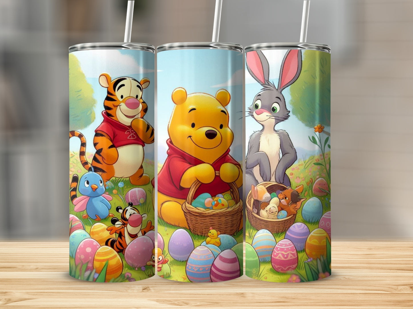 Easter With Pooh Tigger Rabbit And Easter Eggs Tumblers