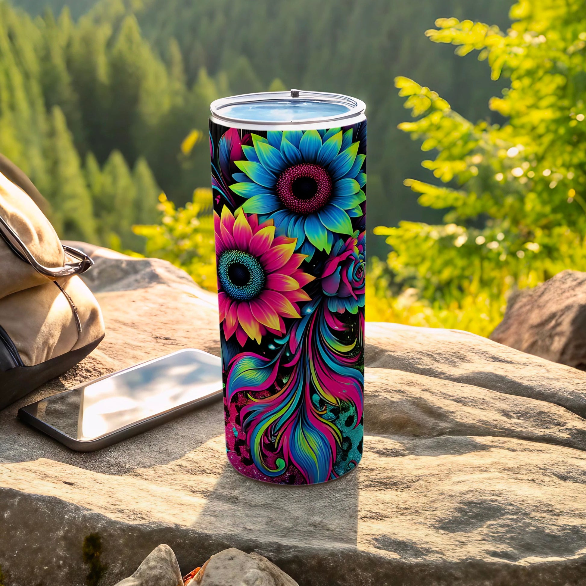 Vibrant Floral Design Tumbler for Outdoor Adventures