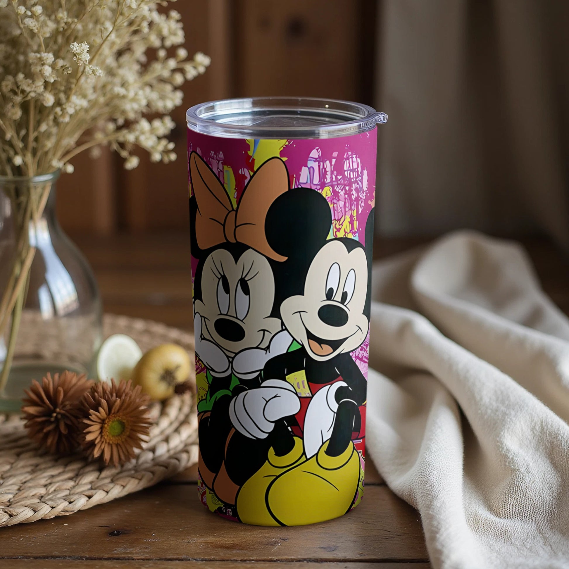 Colorful Mickey and Minnie Mouse Graphic Tumbler