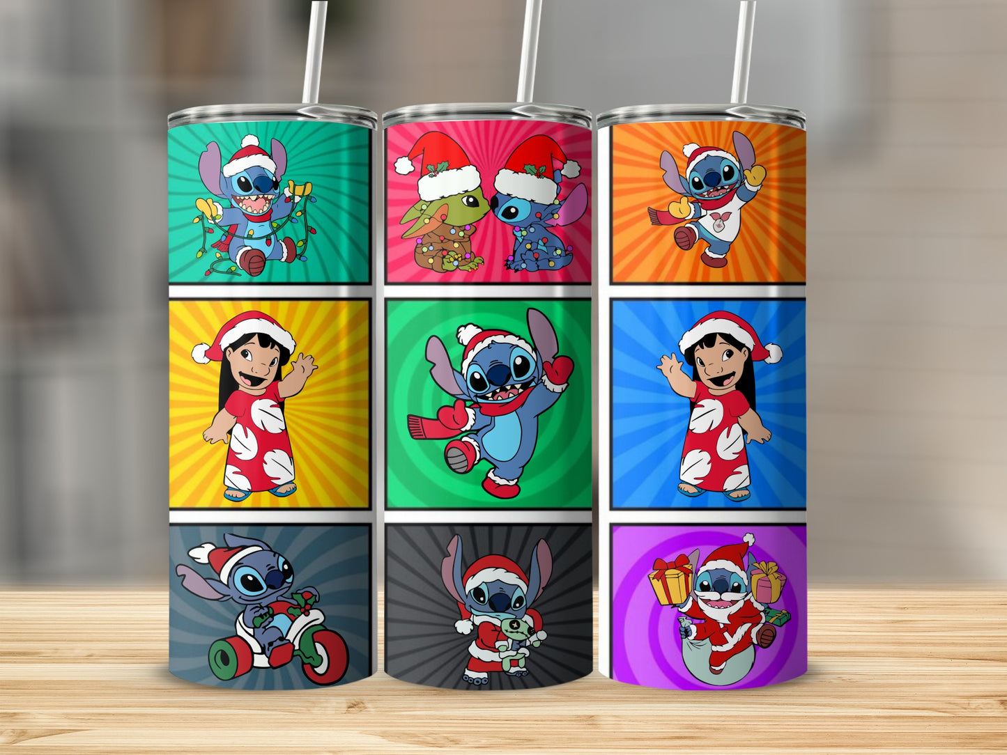 Animated Holiday Tumblers with Santa Hat Designs