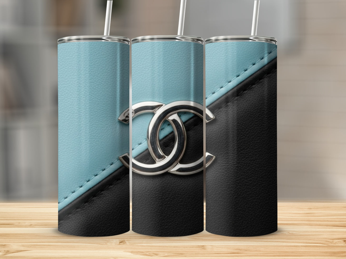 Stylish Blue and Black Patterned Tumbler Cup Design