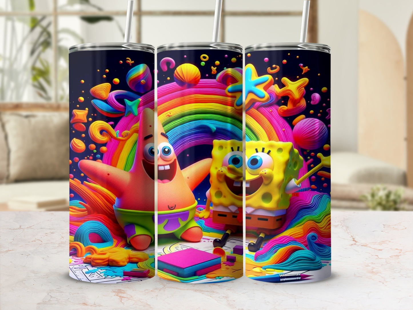 Colorful Cartoon Characters Tumbler for Kids and Adults