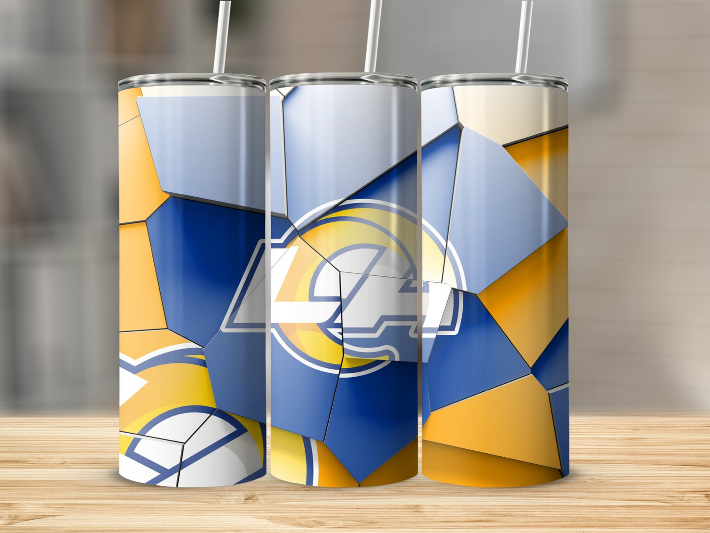 Blue And Gold Los Angeles Rams Shattered Logo Tumblers