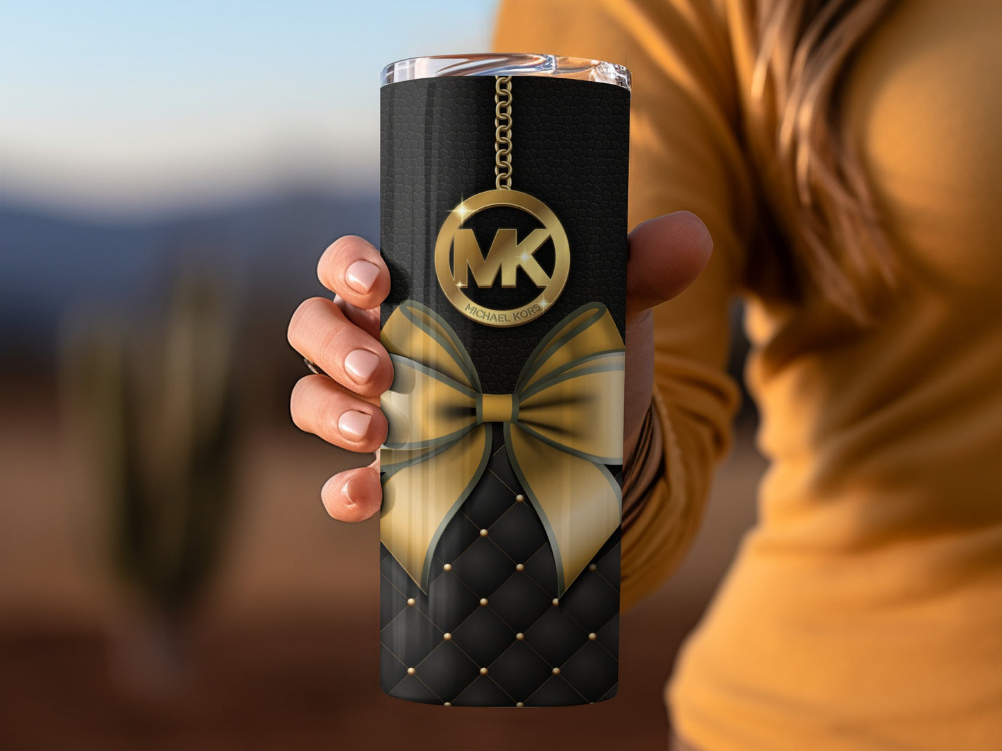 Luxury Black and Gold Tumbler with Designer Logo