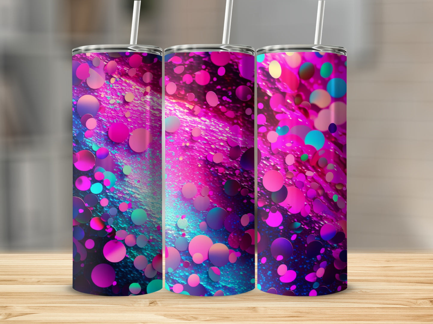 Vibrant Multicolor Bubble Print Tumbler Product