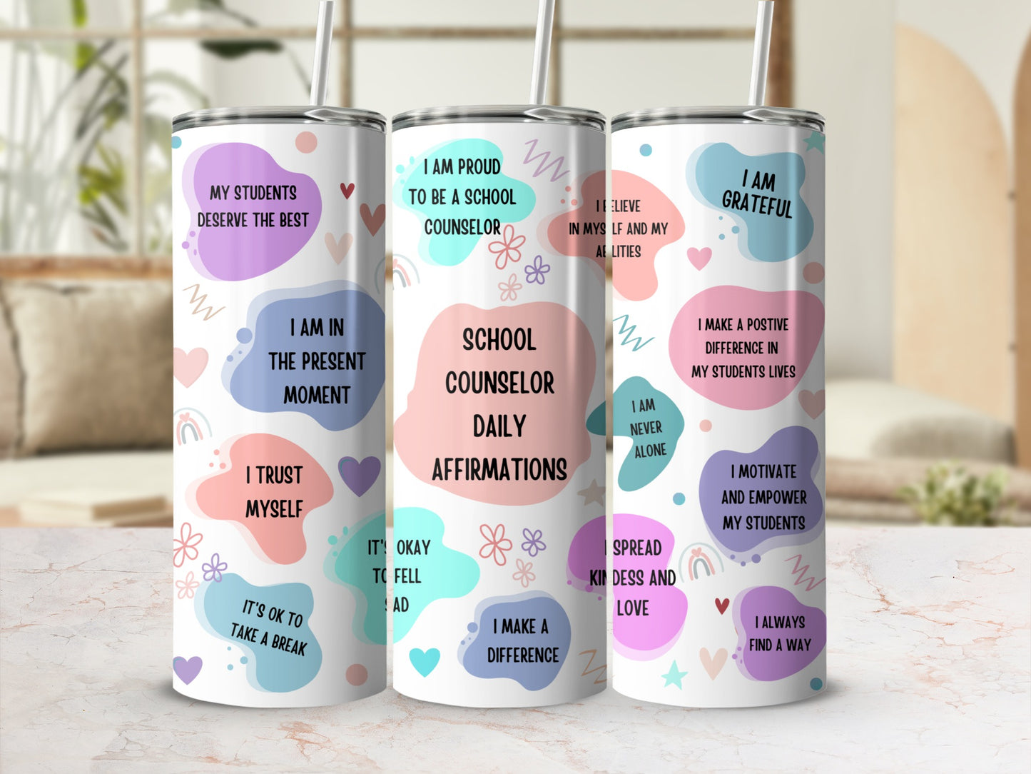 School Counselor Daily Affirmations Tumbler Cup
