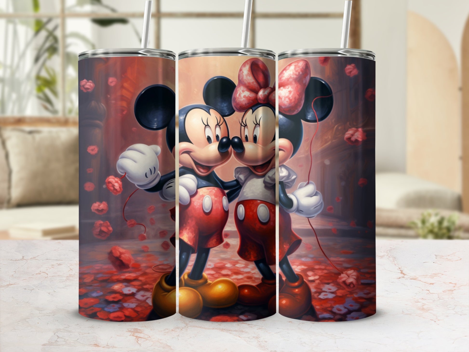 Adorable Mickey and Minnie Mouse Tumbler Design