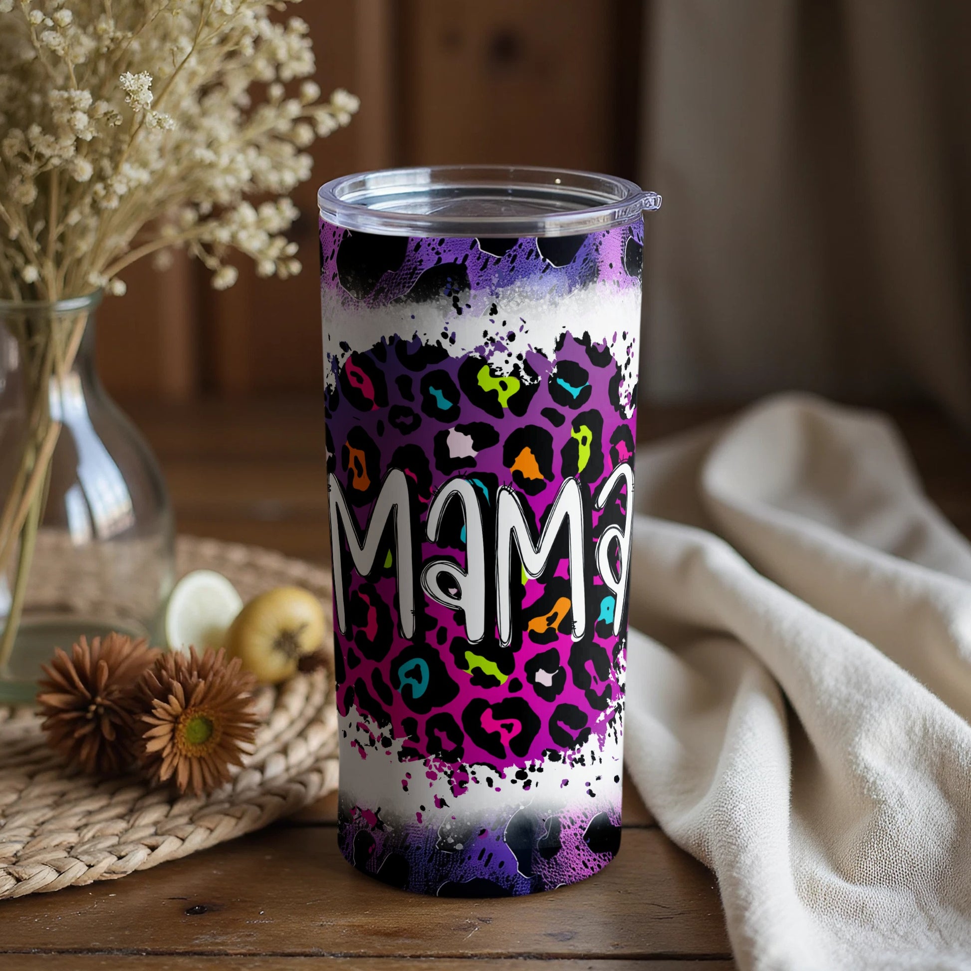 Colorful Mama Leopard Print Tumbler for Mothers