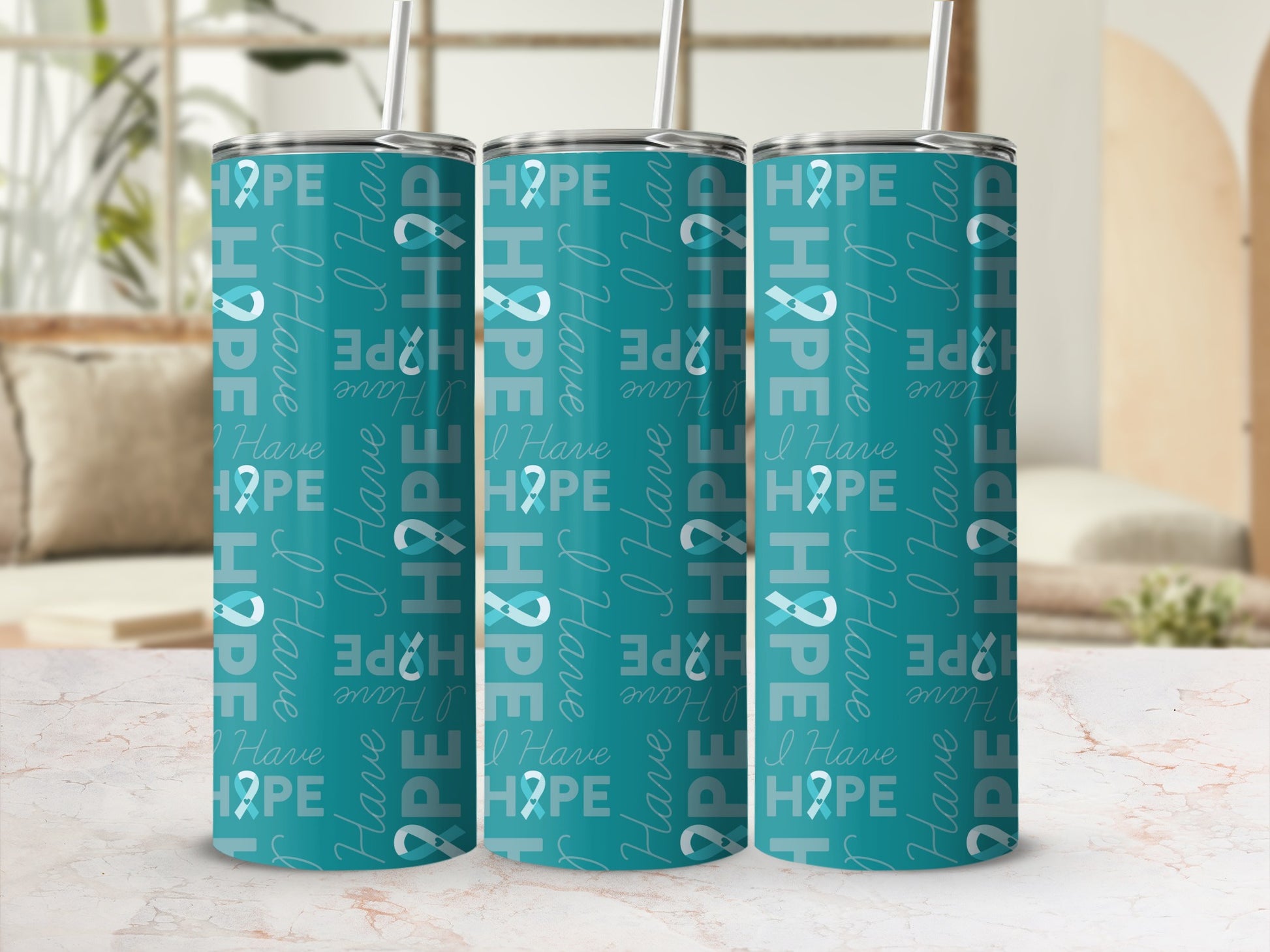 I Have Hope Teal Themed Motivational Tumbler Product