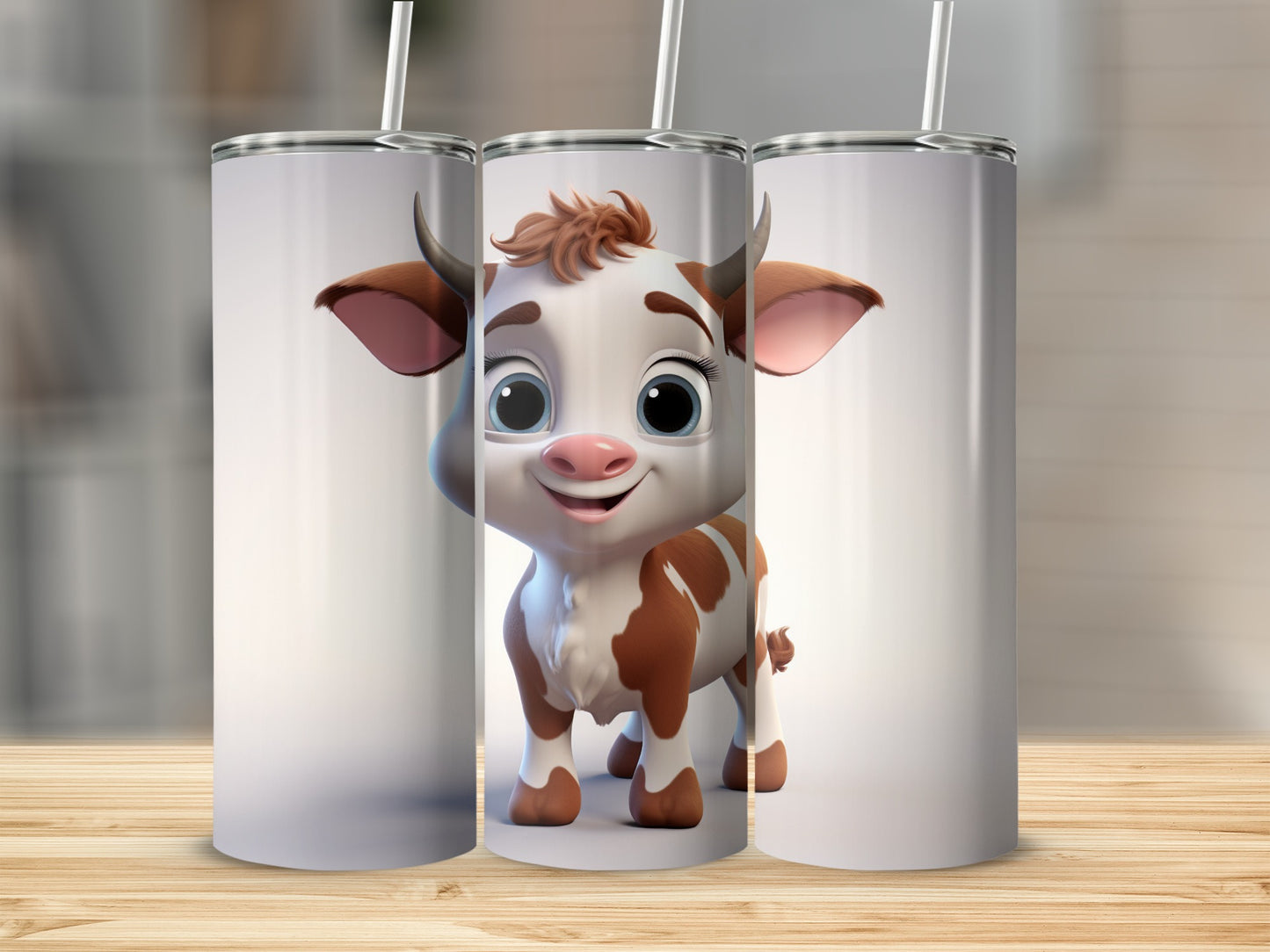 Adorable Cartoon Cow Design Insulated Tumbler