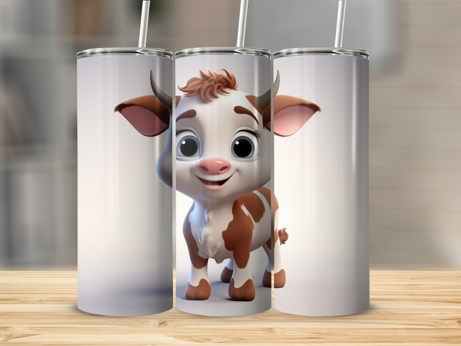 Adorable Cartoon Cow Design Insulated Tumbler