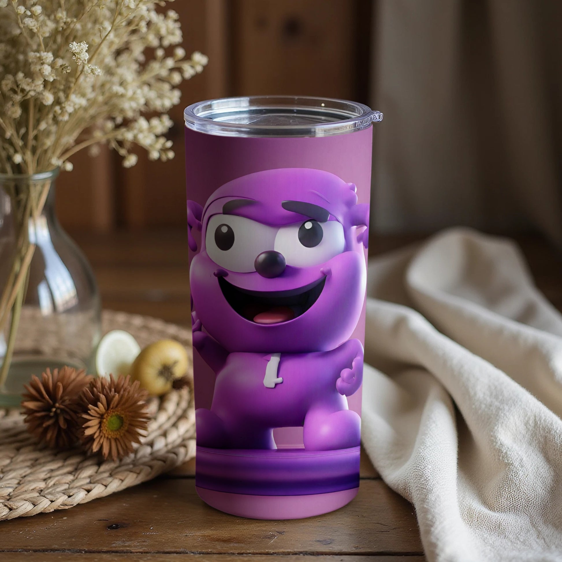 Purple Cartoon Character Tall Tumbler for Kids