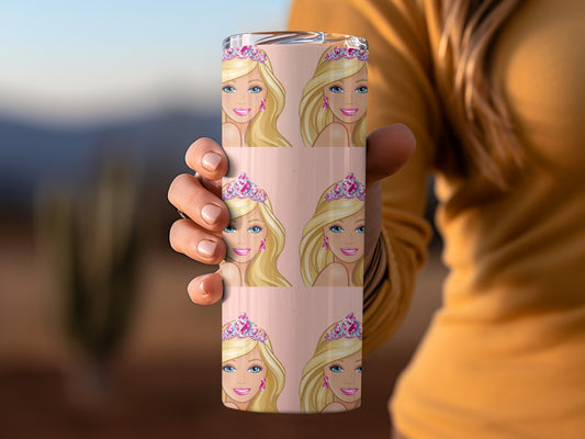 Barbie Princess with Heart Tiara Background Pattern Tumblers