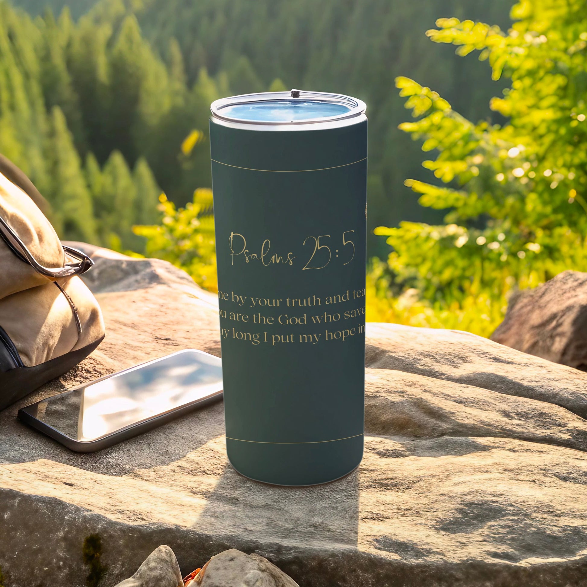 Inspirational Psalms 25:5 Art Insulated Tumbler Cup