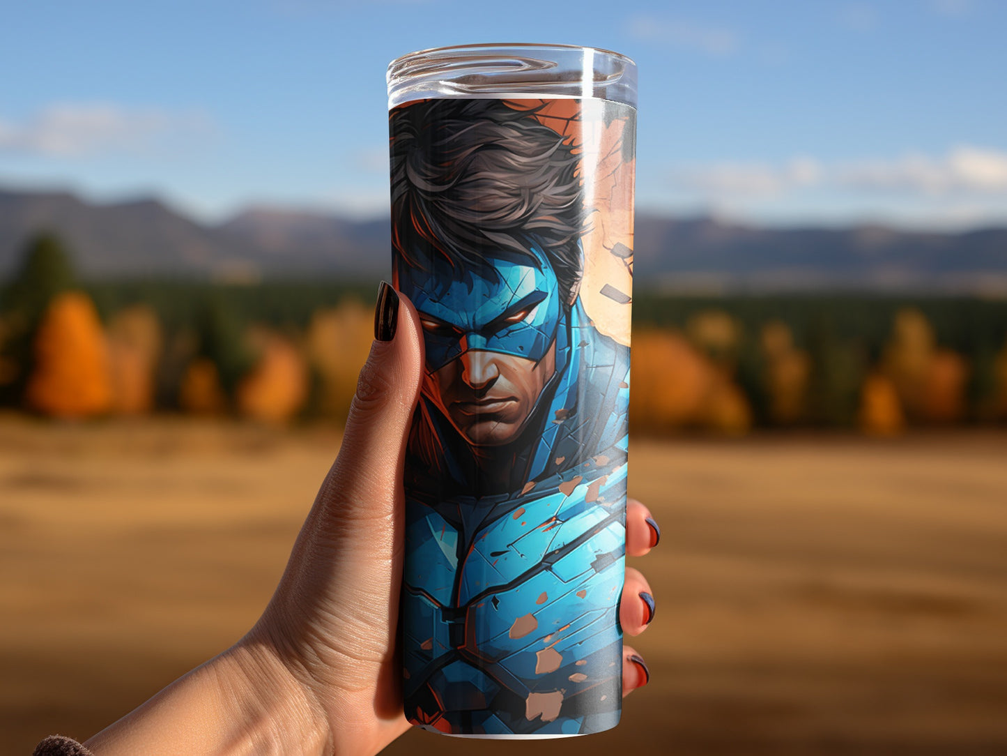 Heroic Blue Masked Character Travel Cup