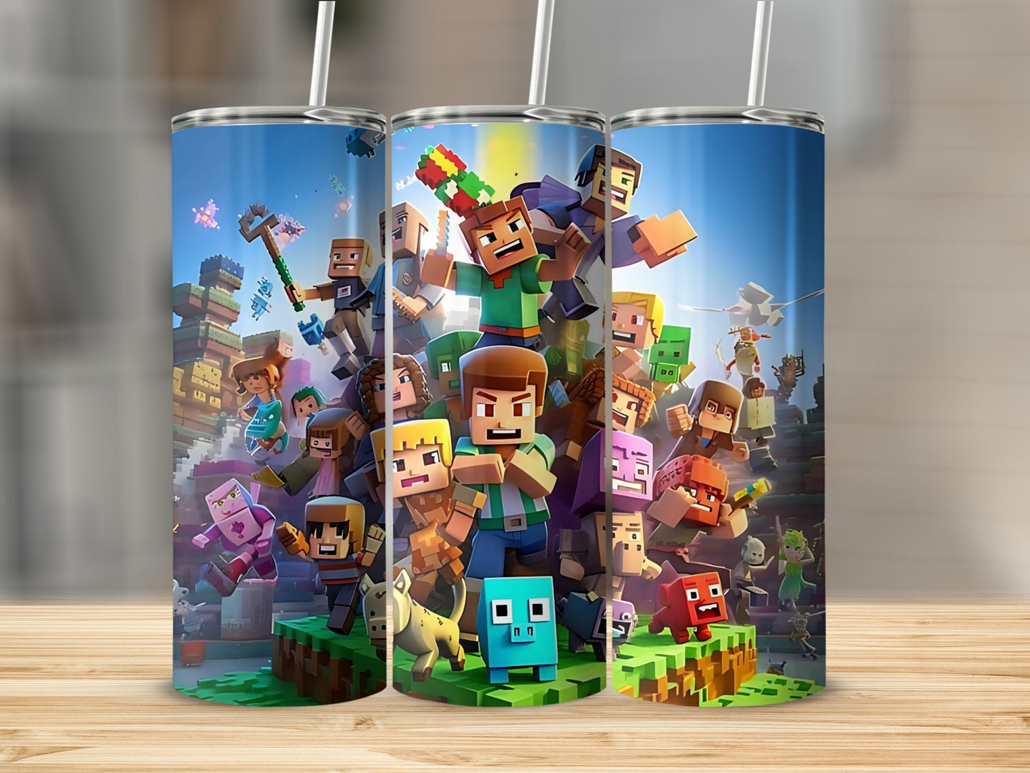 Vibrant Minecraft Character Graphic Design Tumbler Cups