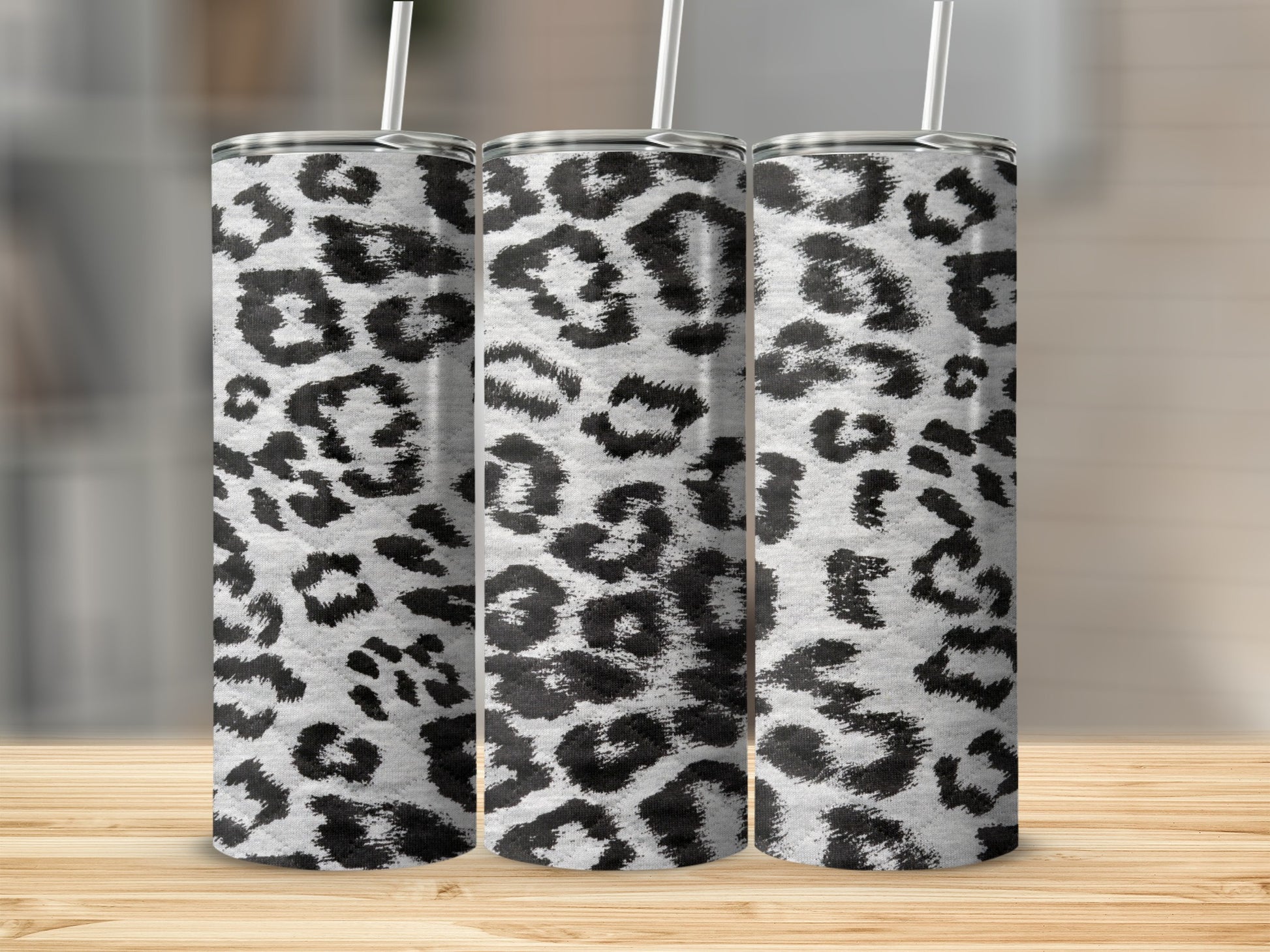 Black and White Leopard Print Tumbler Cup