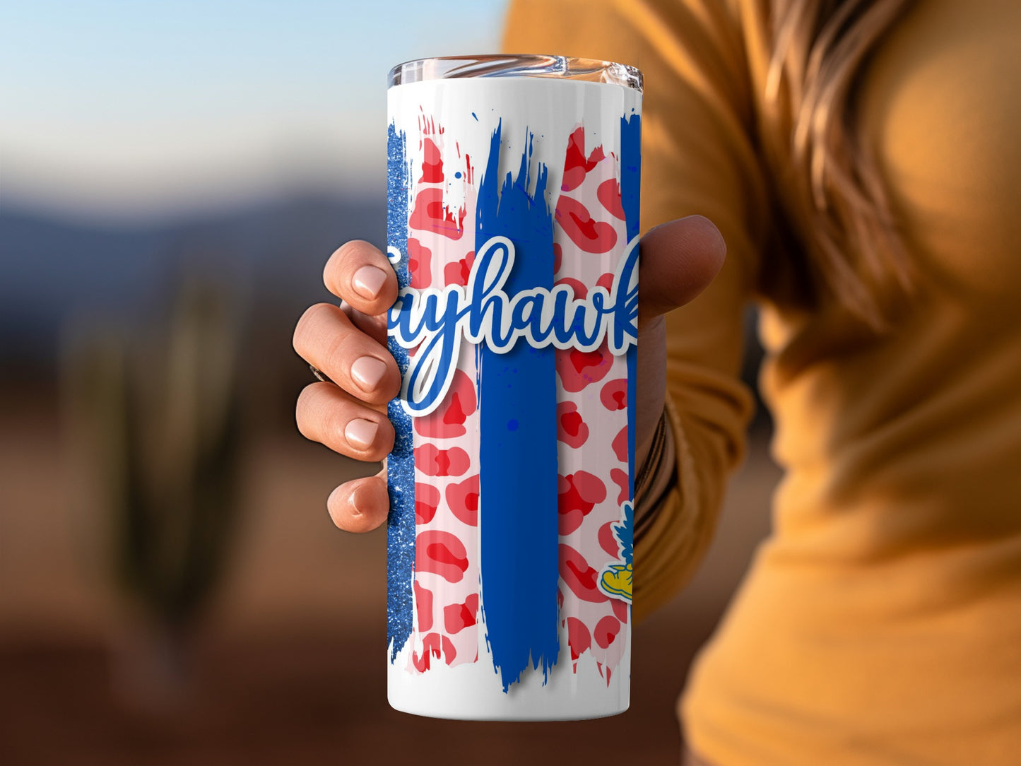 Jayhawks Colorful Stripes With KU Logo Design Tumblers