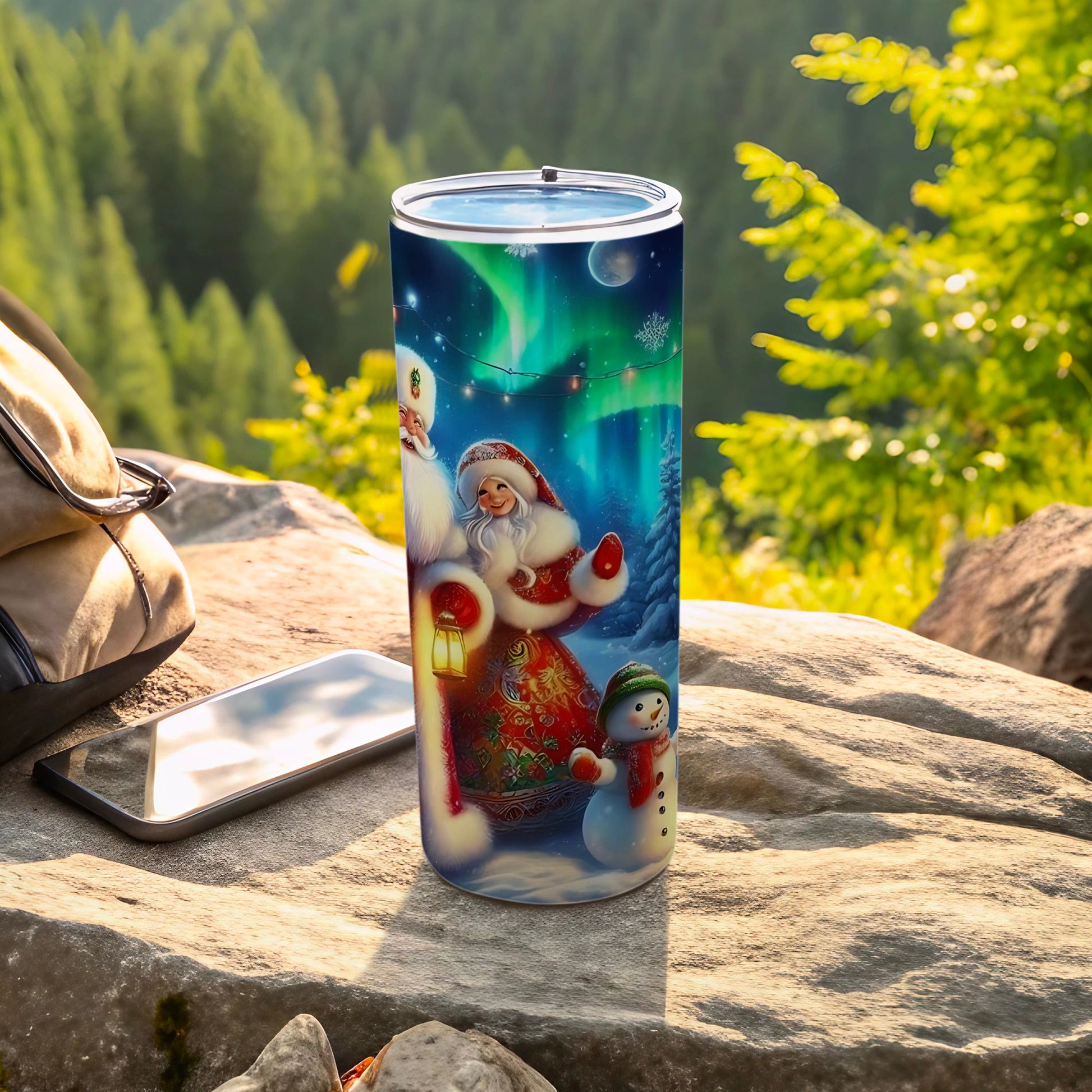 Festive Santa and Snowman Insulated Tumbler