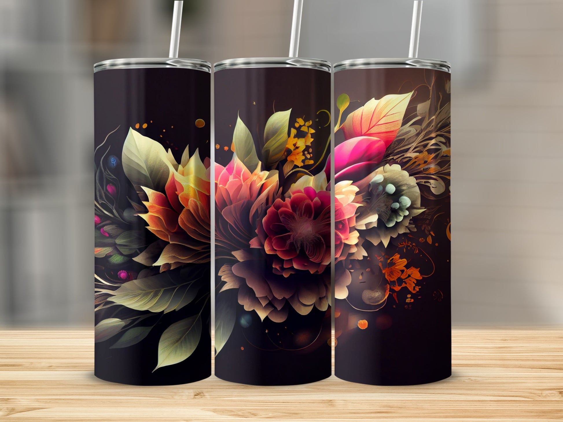 Stunning Colorful Floral Design Tumbler Product
