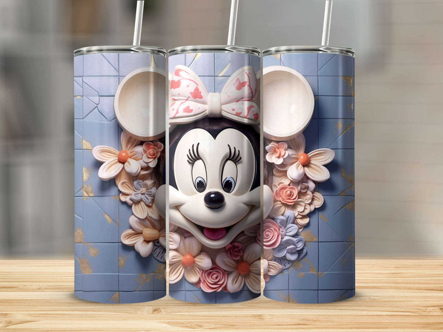 Adorable Floral Minnie Mouse Themed Tumbler Product