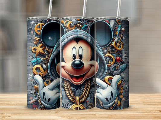 Graffiti Style Mickey Mouse Tumbler with Hooded Design