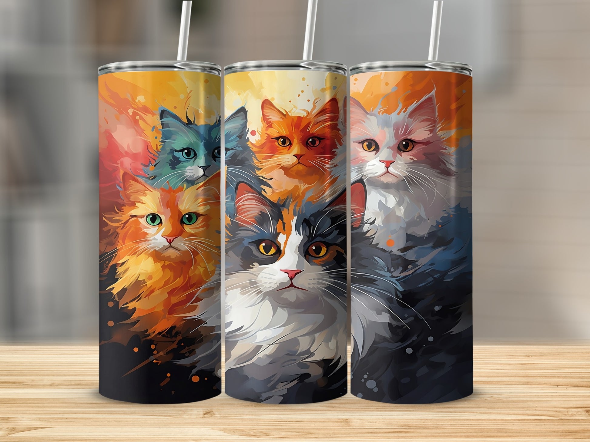 Colorful Cat Art Design Insulated Tumbler Product
