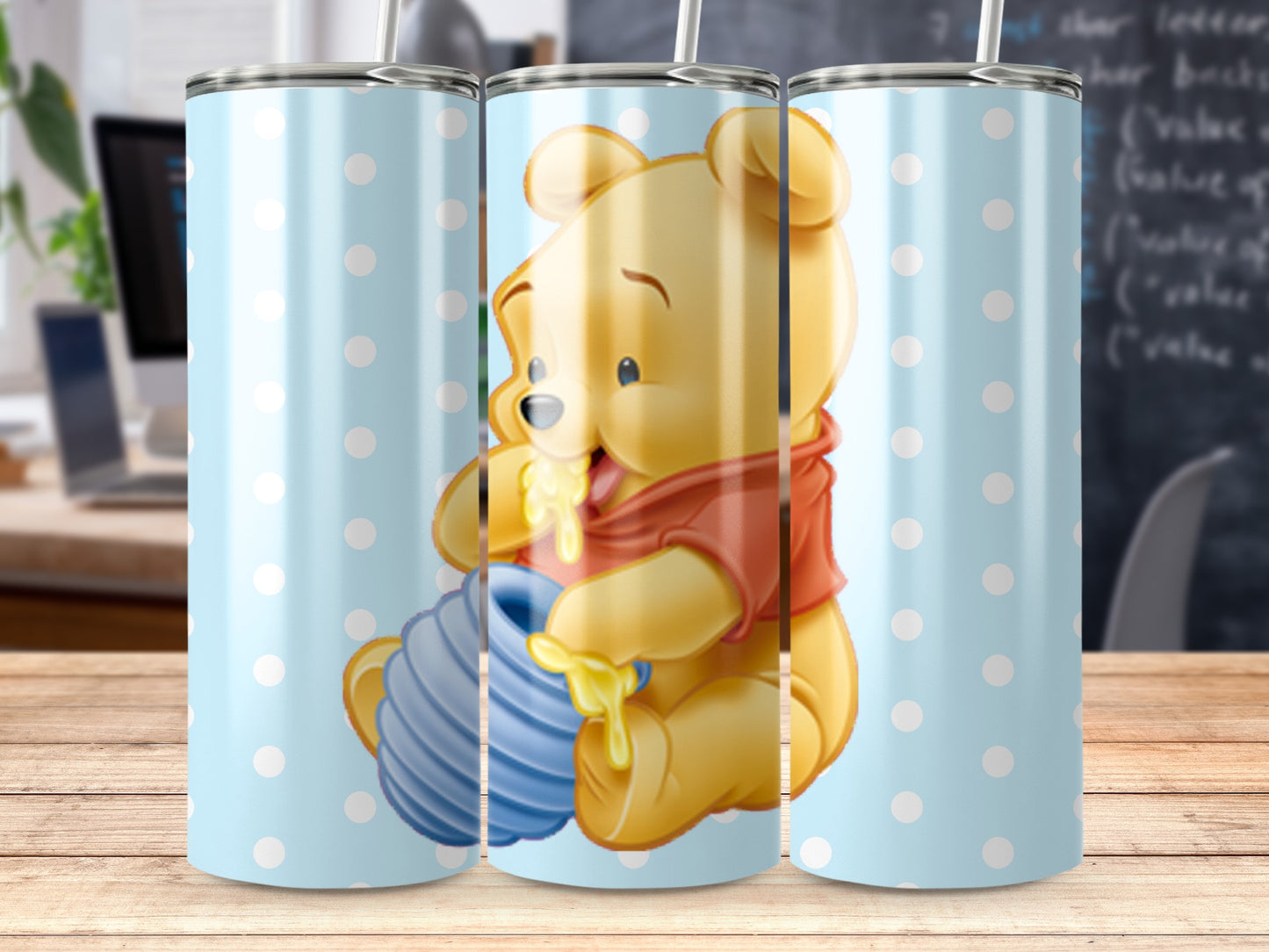 Cute Honey Loving Bear with Polka Dots Tumbler