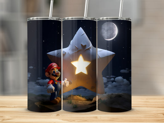 Astro Night Time Star and Mario Theme Tumbler
