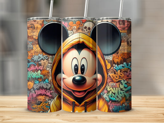 Colorful Graffiti Mickey Mouse Tumbler with Straw