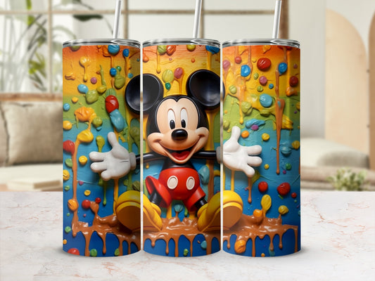Colorful Mickey Mouse Drip Art Insulated Tumbler Cup