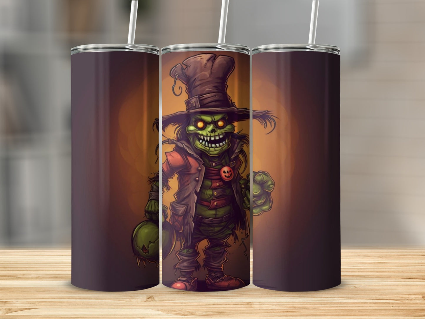 Spooky Zombie Character with Pumpkin Hat tumbler