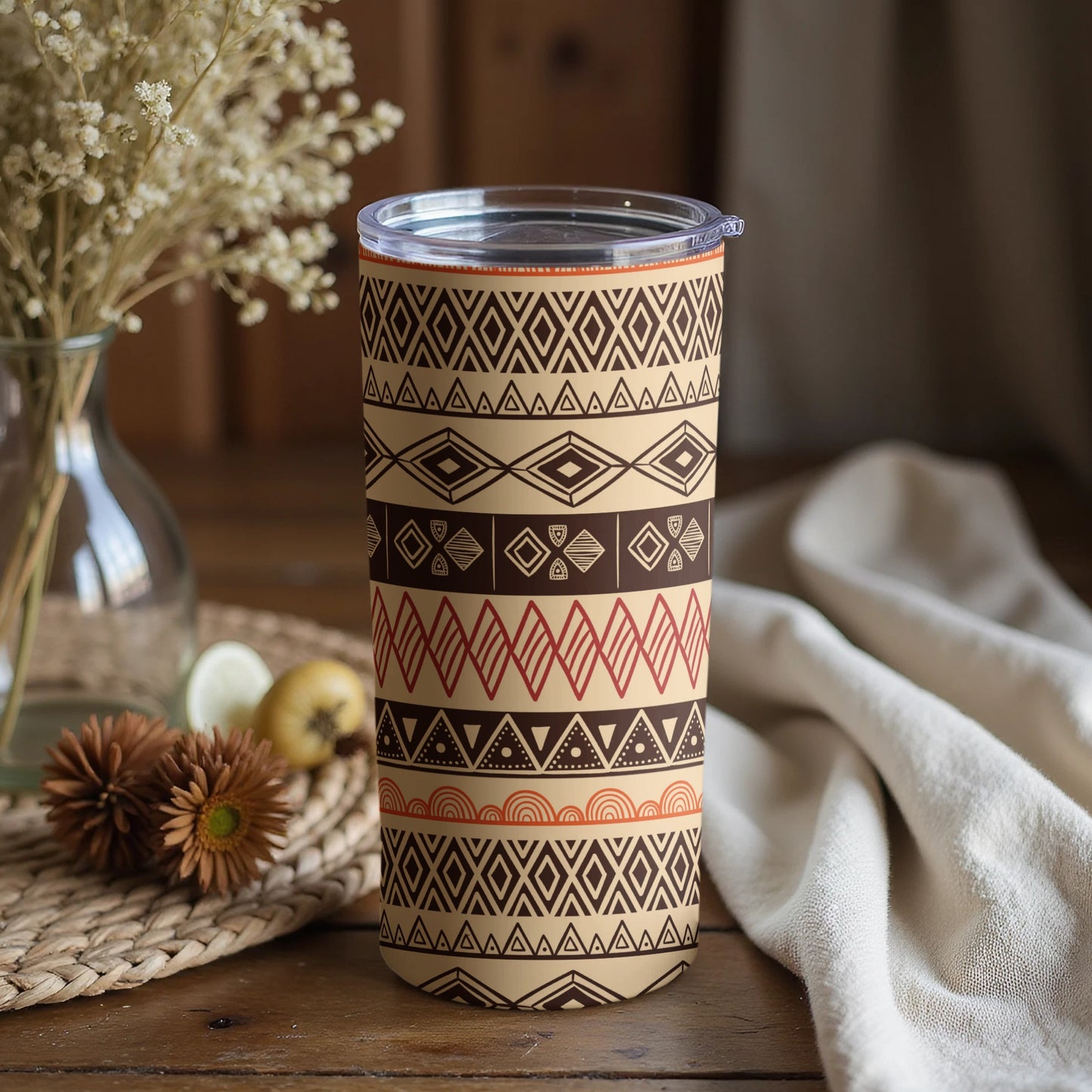 Geometric Tribal Design Insulated Tumbler