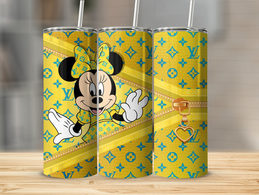 Minnie Mouse Yellow Tumbler with Blue Louis Vuitton Print