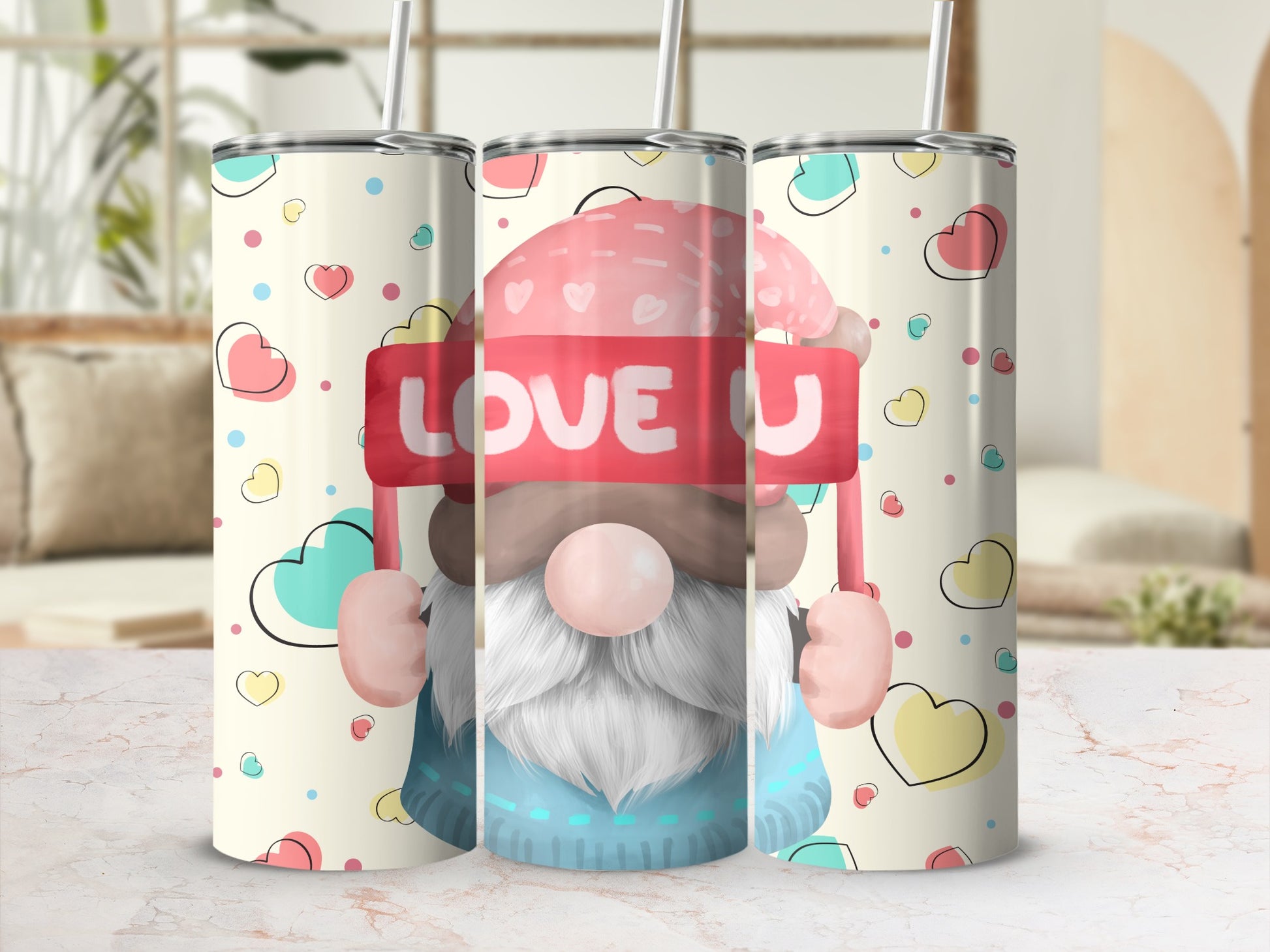 Santa Gnome Love You Valentine's Day Tumbler Gift