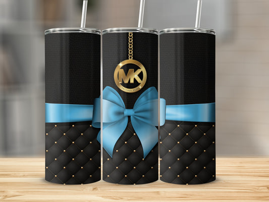 Elegant Black and Blue Tumbler with Golden Accents