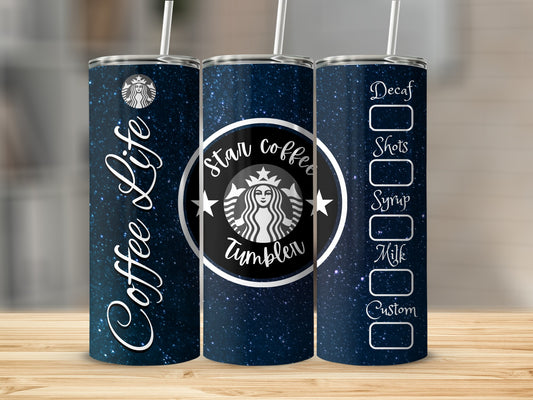 Star Coffee Tumbler with Blue Galaxy Design