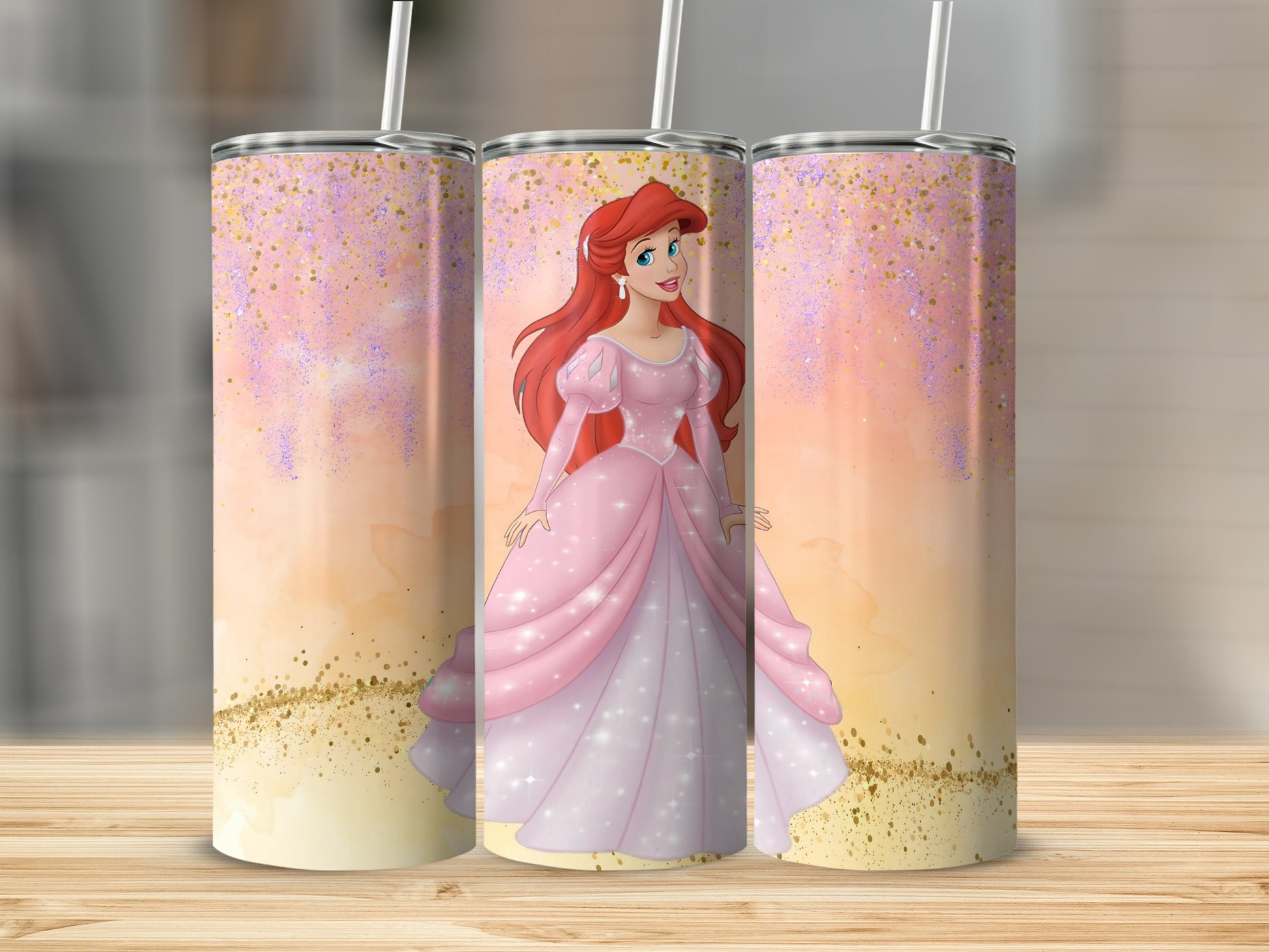 Sparkling Pink Princess Tumbler with Glitter Design