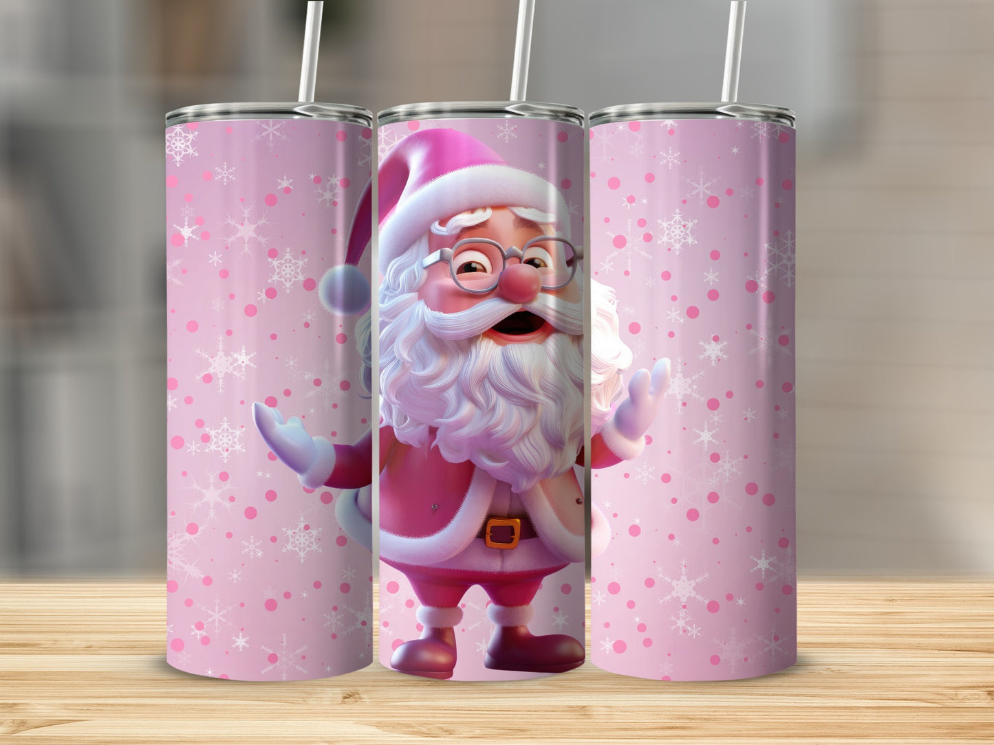 Adorable Pink Santa Claus Tumbler for Holiday Cheer