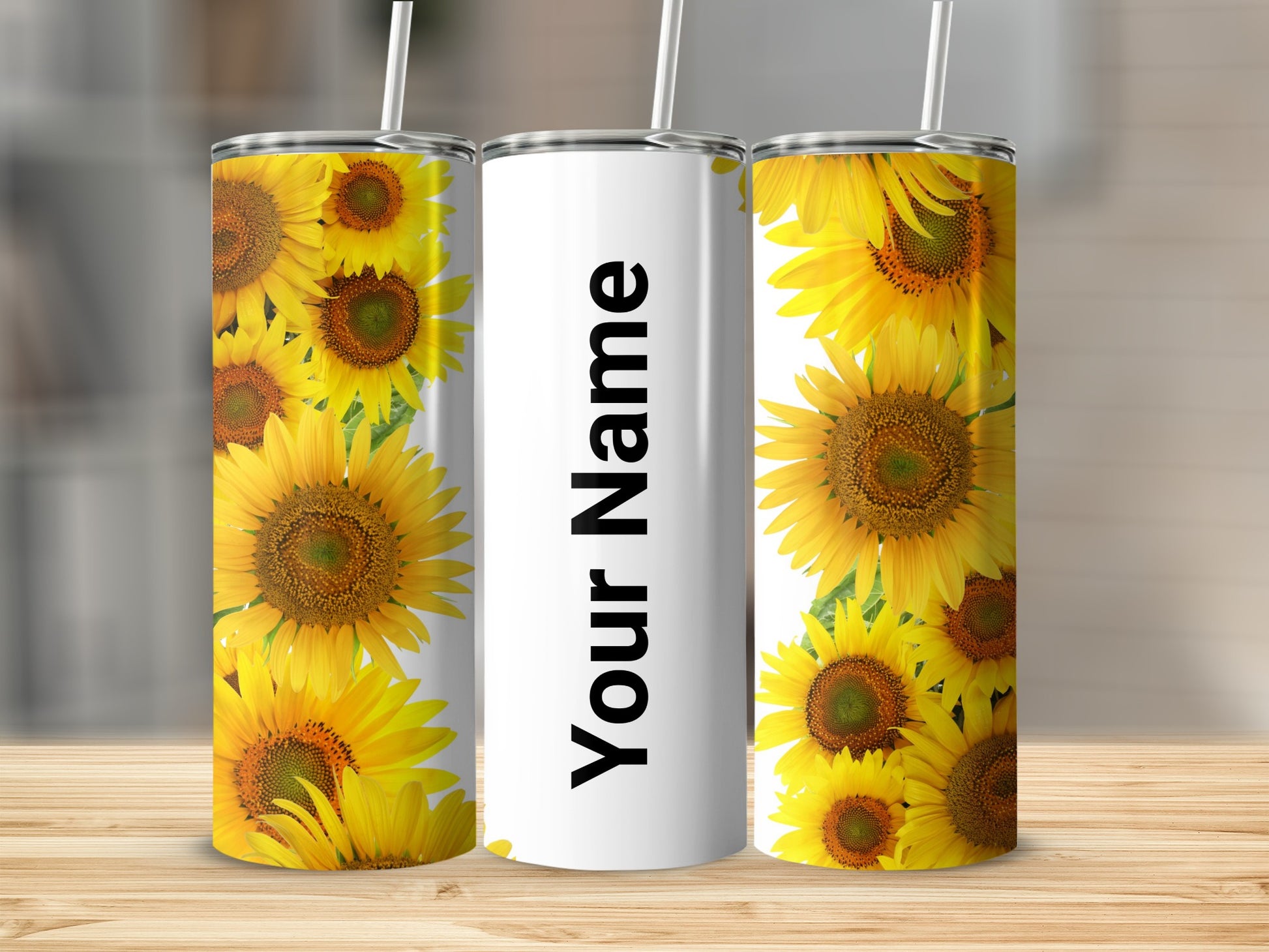 Personalized Sunny Sunflowers Design Tumbler Flask