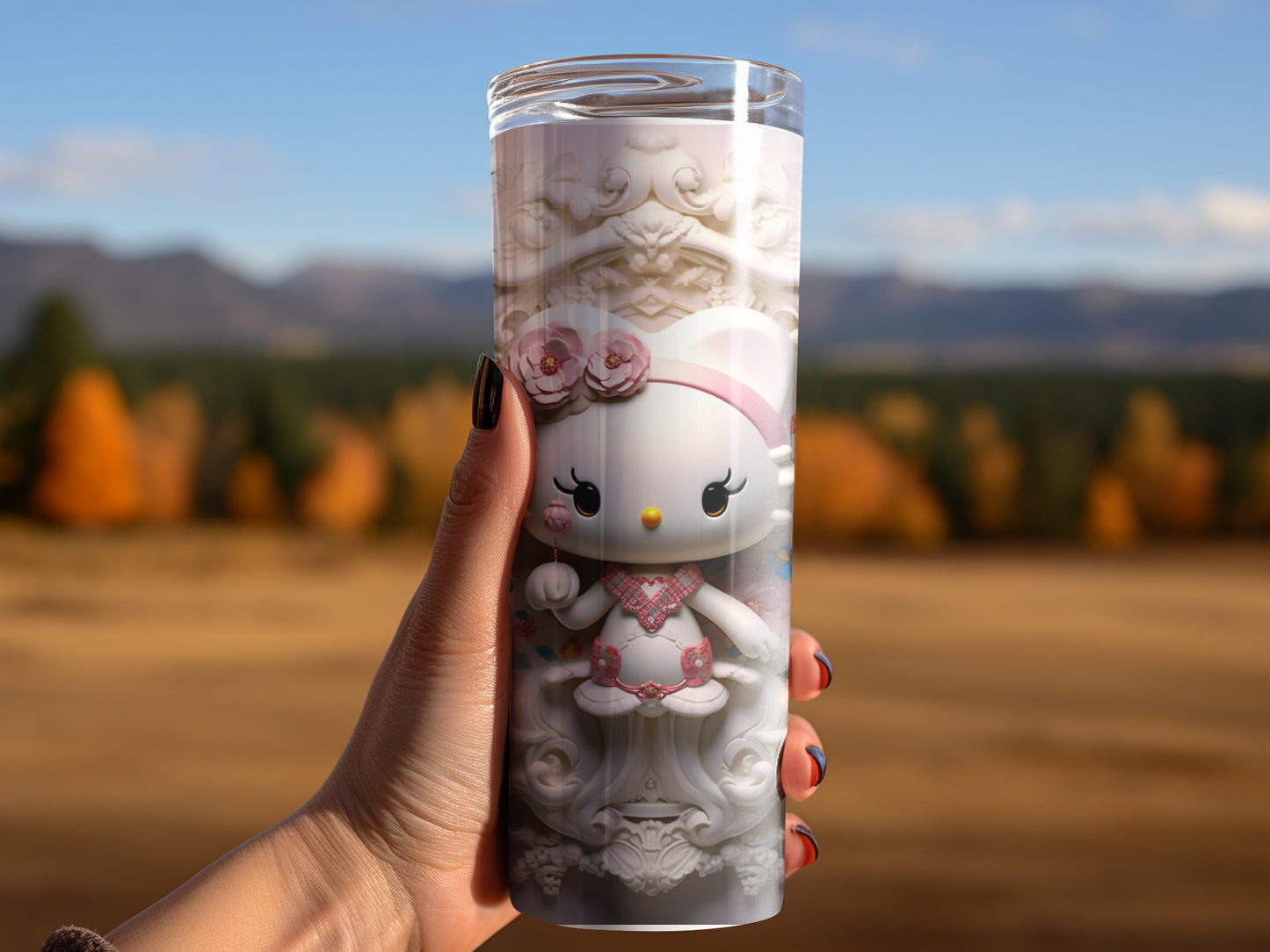 Elegant Hello Kitty Themed Decorative Tumbler