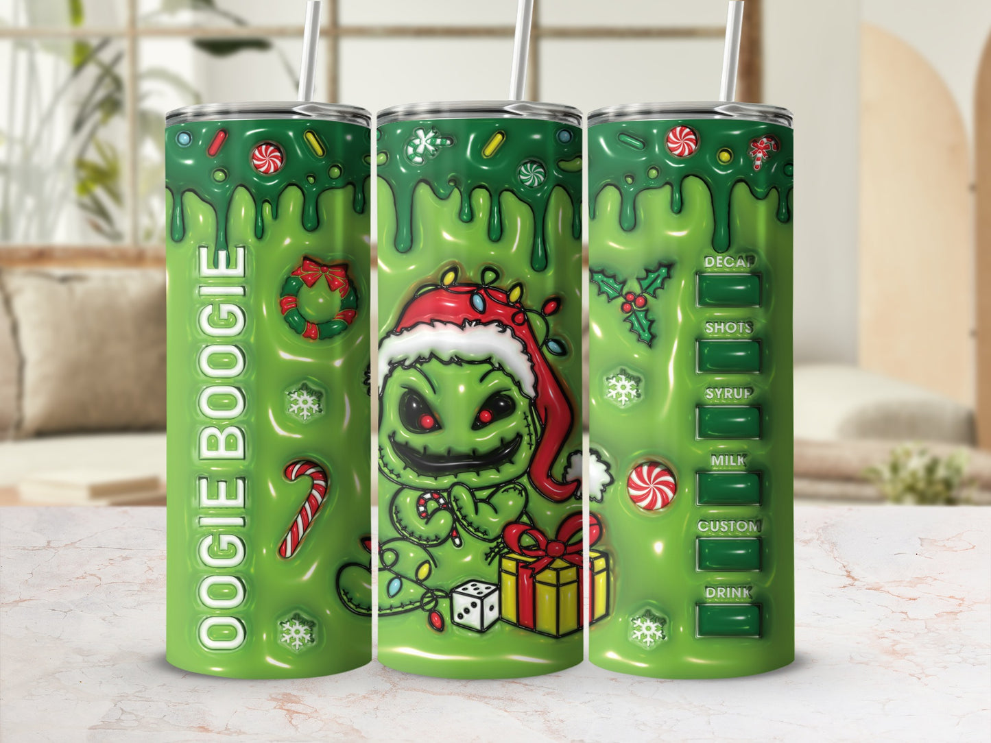 Oogie Boogie Christmas Holiday Decorated Tumbler