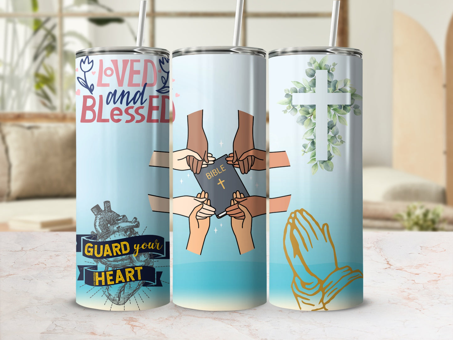 Loved and Blessed Guard Your Heart Tumbler Set